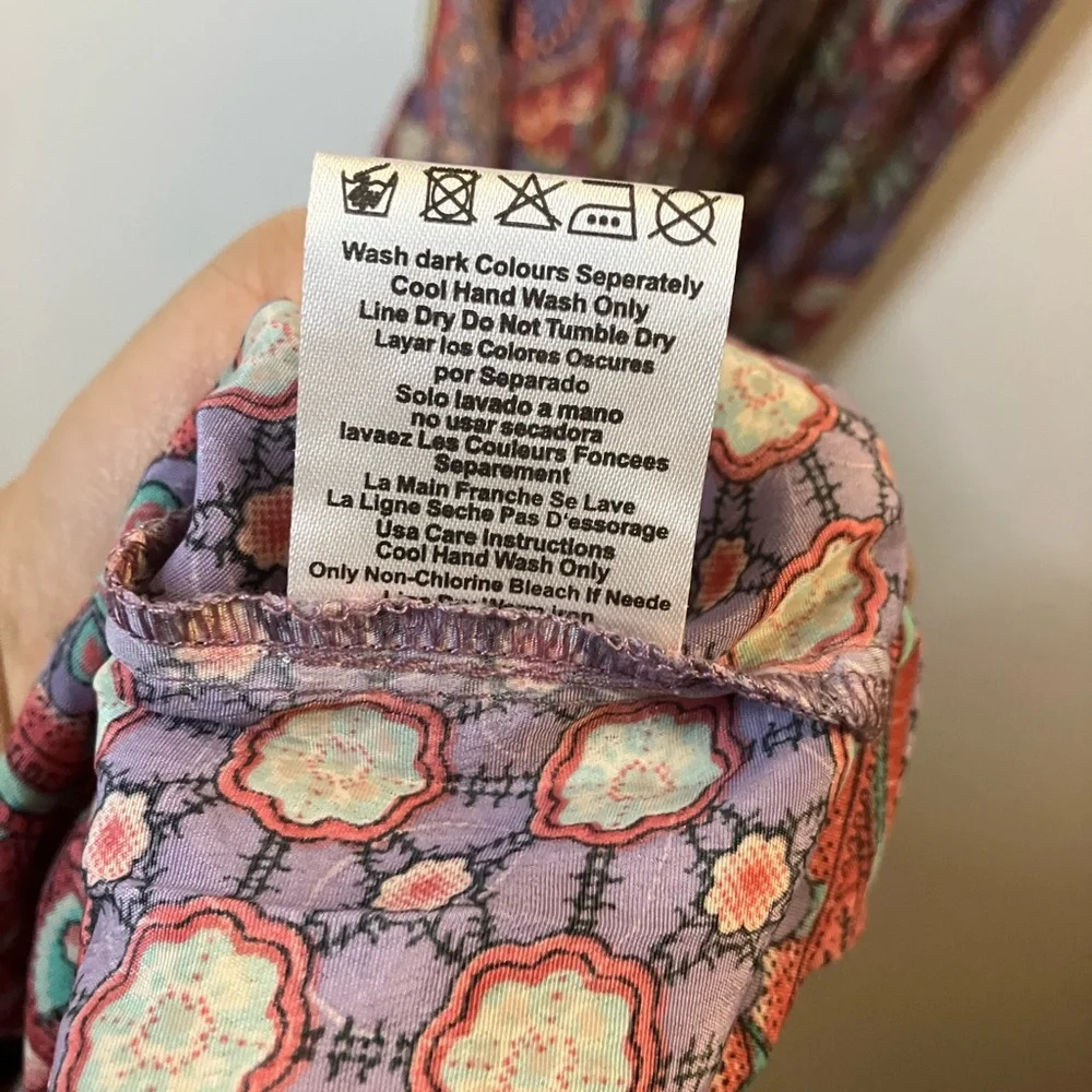 Karma Highway One Size Dolman Blouson Maxi Dress Boho Floral Purple Red Pattern - Picture 10 of 11